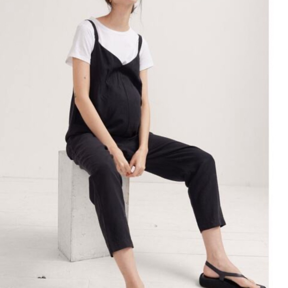 Hatch Womens black the Georgie jumpsuit linen blend 1/S NWT